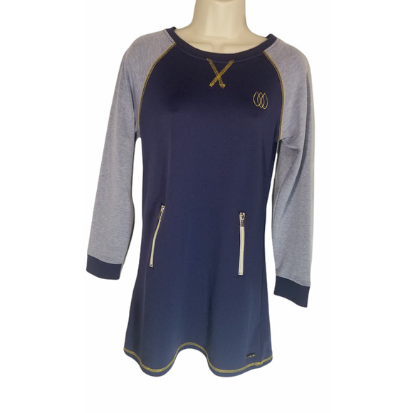 Sean John Womens Mini Dress Dark Blue Gray Long Sleeve Size L UEC - Picture 1 of 7